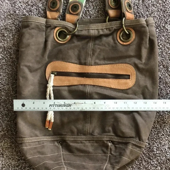 Brown Canvas Gap Bucket Bag - Picture 3 of 6